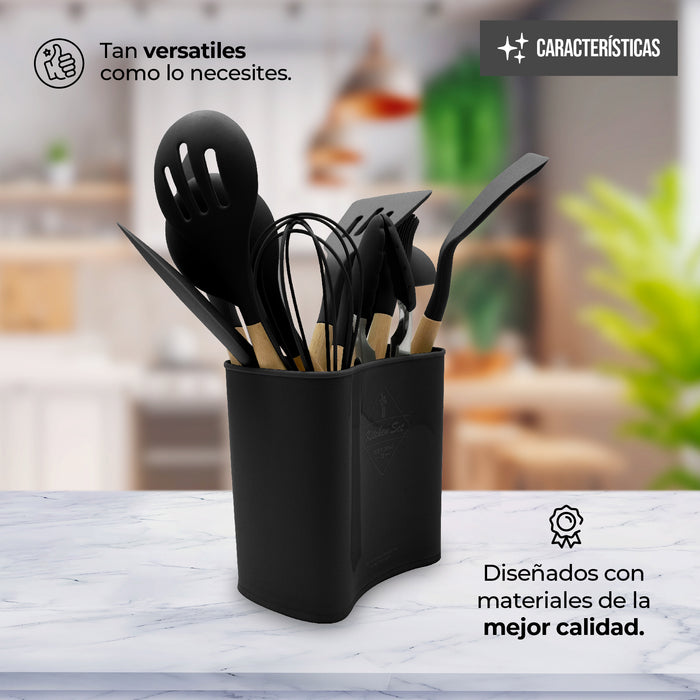 Juego De Utensilios Para Cocina De Silicón Con Base 14pz