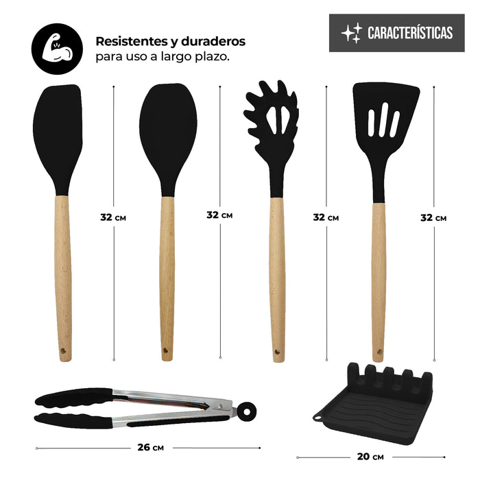 Juego De Utensilios Para Cocina De Silicón Con Base 14pz