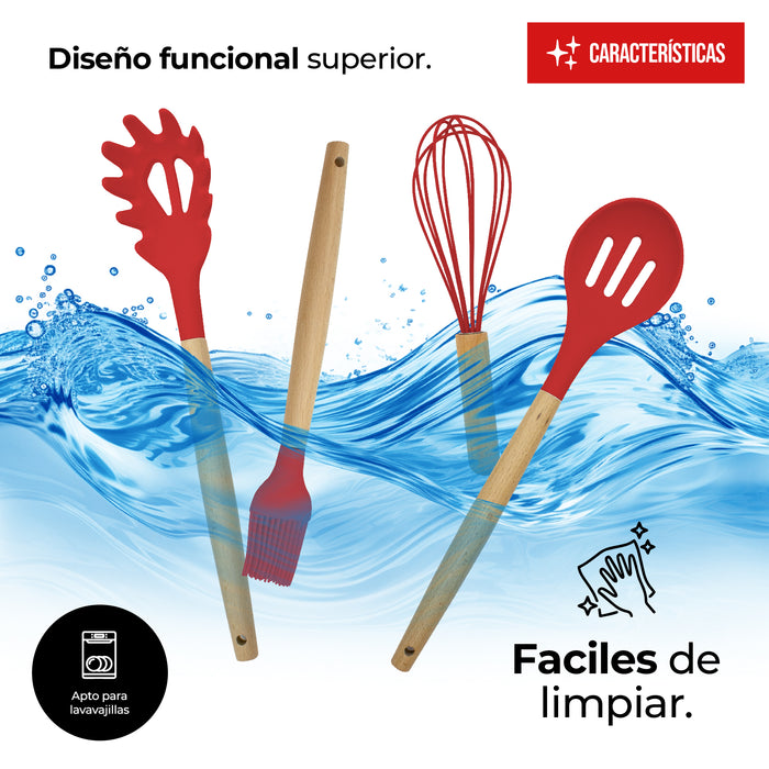 Juego De Utensilios Para Cocina De Silicón Con Base 14pz