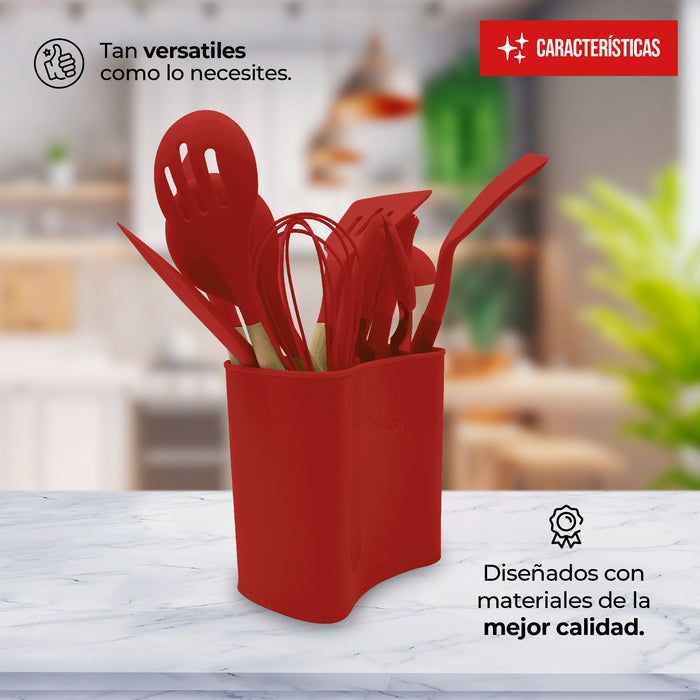 Juego De Utensilios Para Cocina De Silicón Con Base 14pz