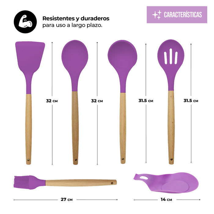 Juego De Utensilios Para Cocina De Silicón Con Base 14pz