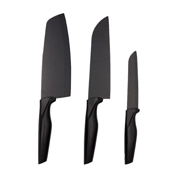 Juego De Cuchillos De Cocina 3 Piezas Diseño Minimalista Negro