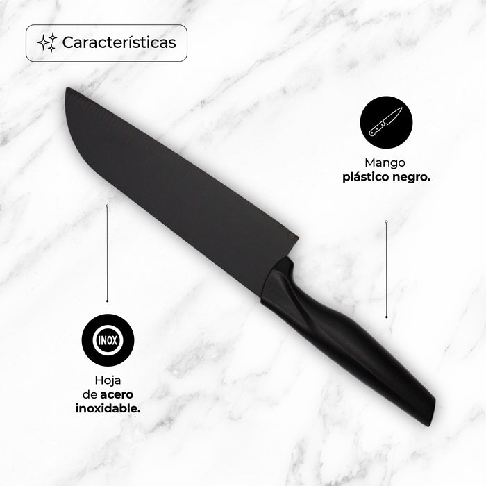 Juego De Cuchillos De Cocina 3 Piezas Diseño Minimalista Negro