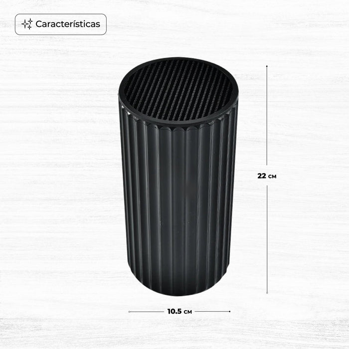 Portacuchillos Universal Cilíndrico Con 20 Rejillas Negro