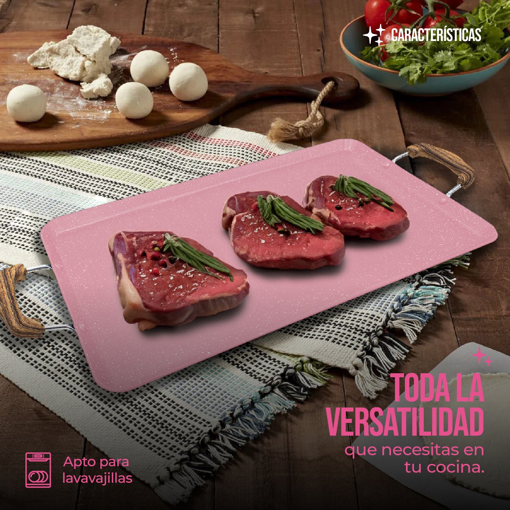 Comal Rectangular Love Cook Con Recubrimiento De Marmol — Queen Sense
