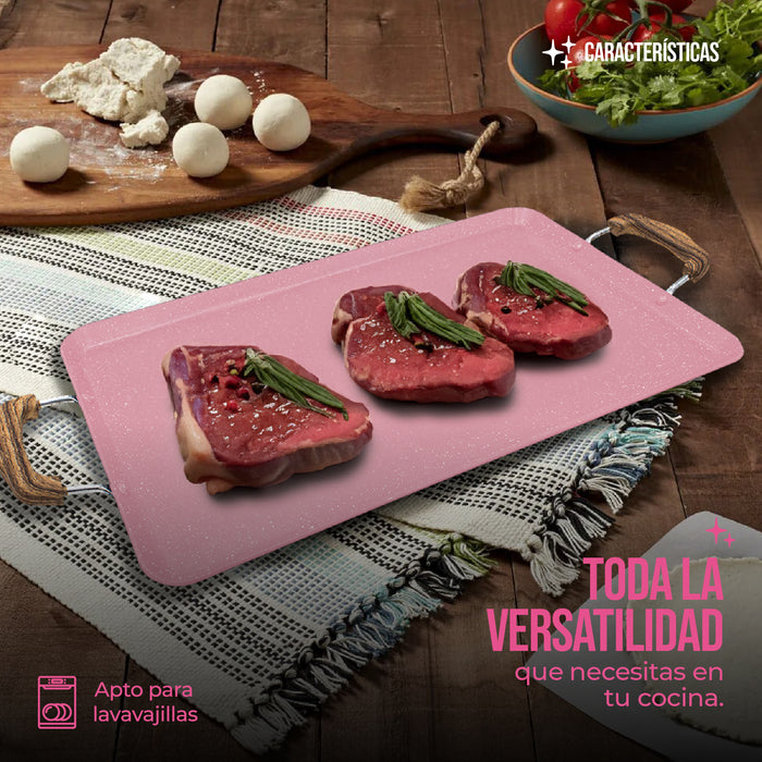 Comal Rectangular Love Cook Con Recubrimiento De Marmol