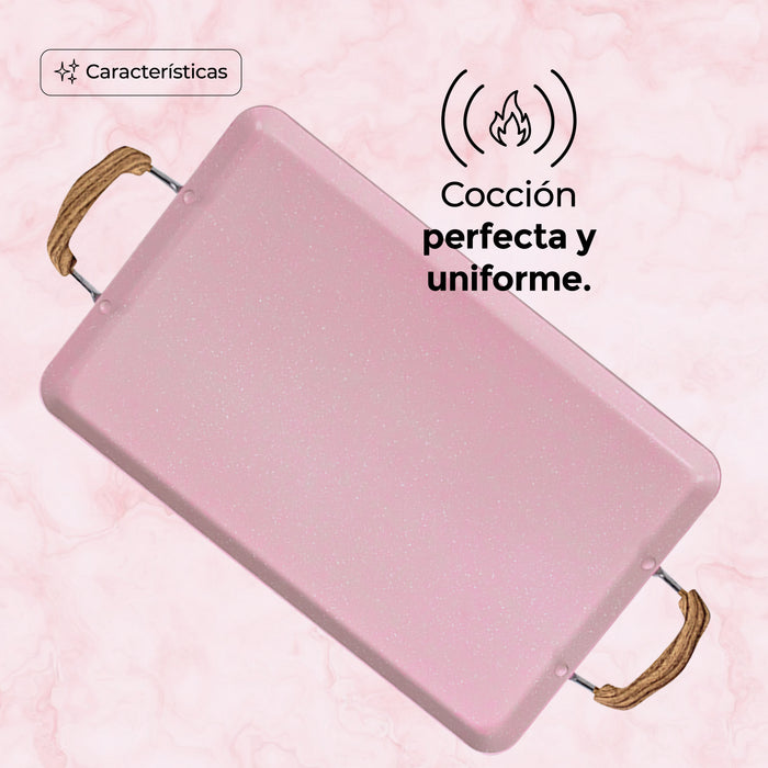 Comal Rectangular Love Cook Con Recubrimiento De Marmol