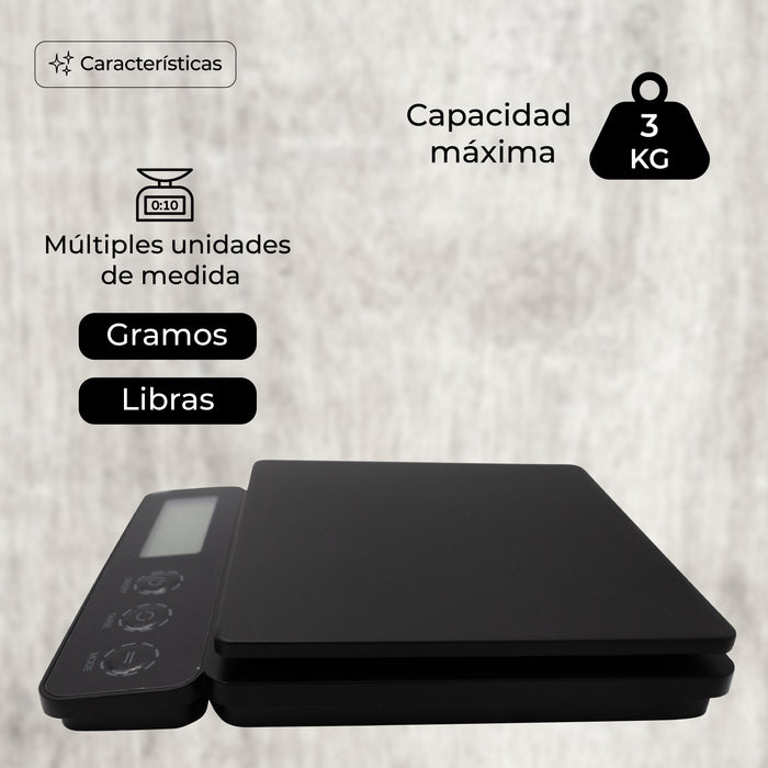 Báscula Gramera Digital 3kg Alta Precisión Tara Cocina