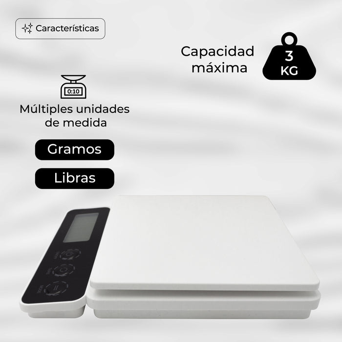 Báscula Gramera Digital 3kg Alta Precisión Tara Cocina