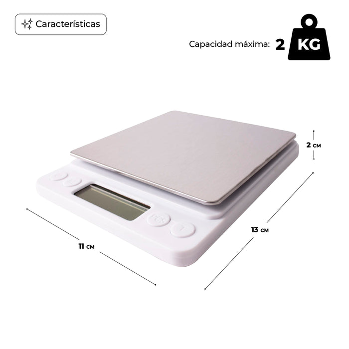 Báscula Gramera Digital Portátil 0.1g a 2 Kg C/Tara