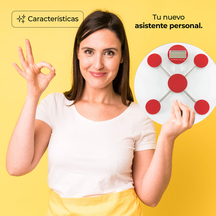 Báscula Personal Digital De Vidrio Templado Circular capacidad de 180 Kg