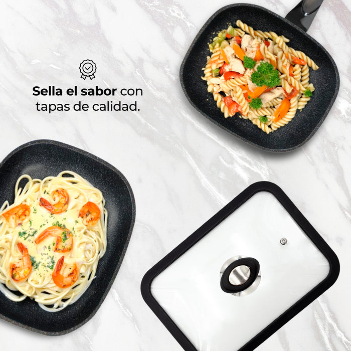 Tapa De Vidrio Rectangular 28cm Silicona Antivapor Universal