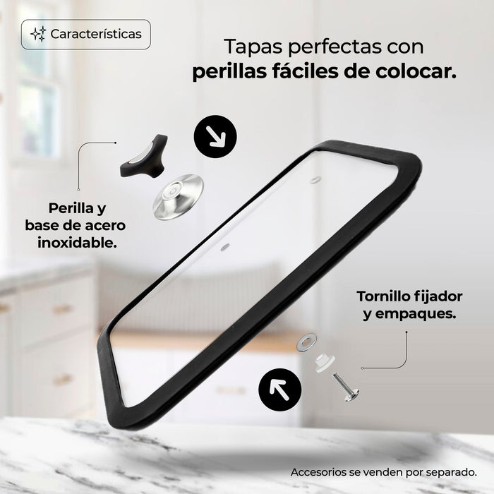 Tapa De Vidrio Rectangular 28cm Silicona Antivapor Universal