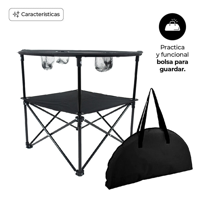 Mesa Camping Plegable Con Portavasos Para Exteriores