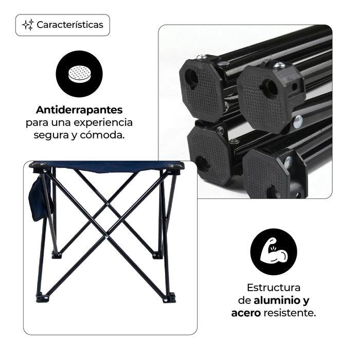 Silla de Camping Plegable con Bolsillo Lateral