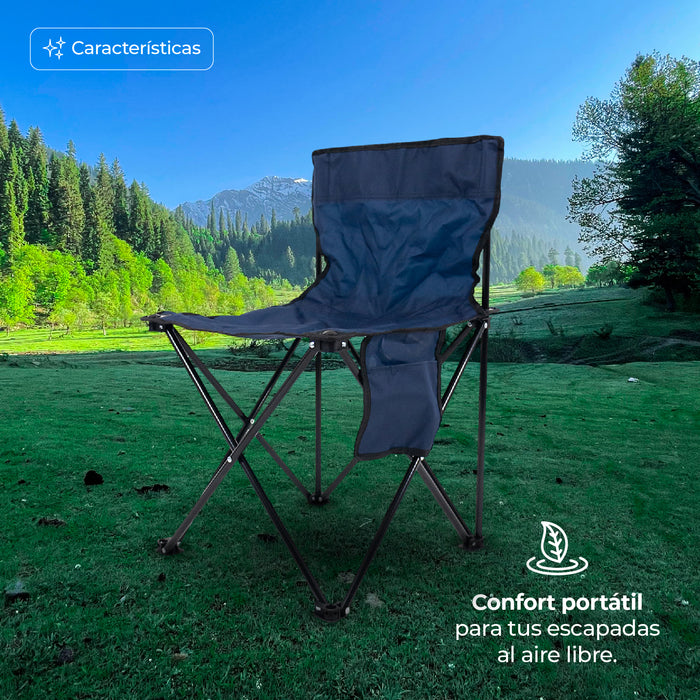 Silla de Camping Plegable con Bolsillo Lateral