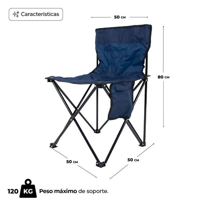 Silla de Camping Plegable con Bolsillo Lateral