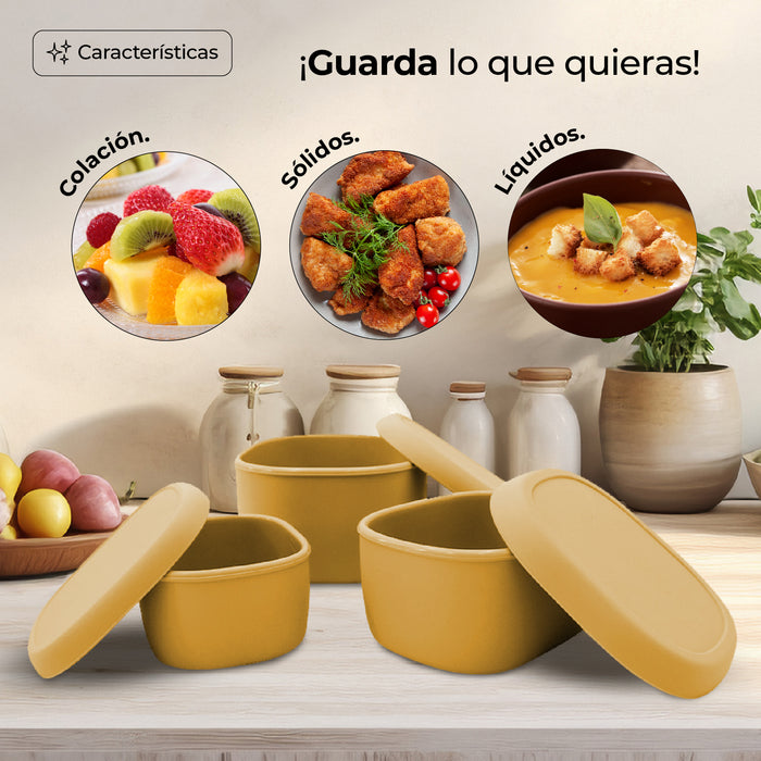 Contenedores De Silicona Almacenamiento De Alimentos 3pz