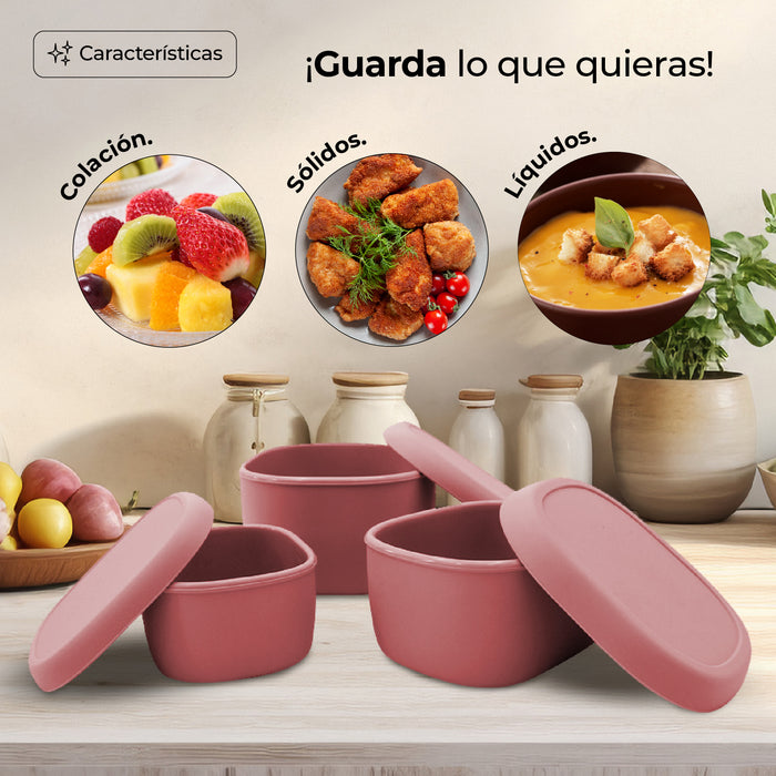 Contenedores De Silicona Almacenamiento De Alimentos 3pz