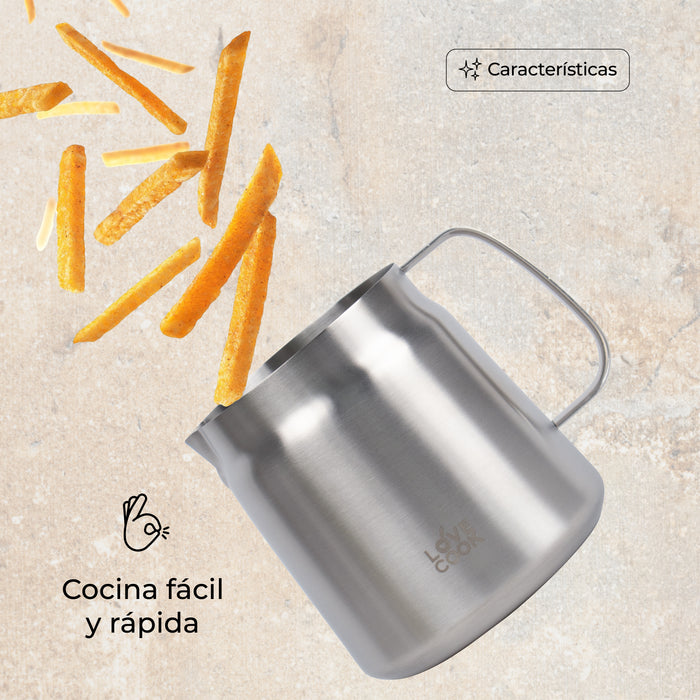 Set Freidora Acero Inoxidable 4pzs 2l Cesto Colador Multiuso