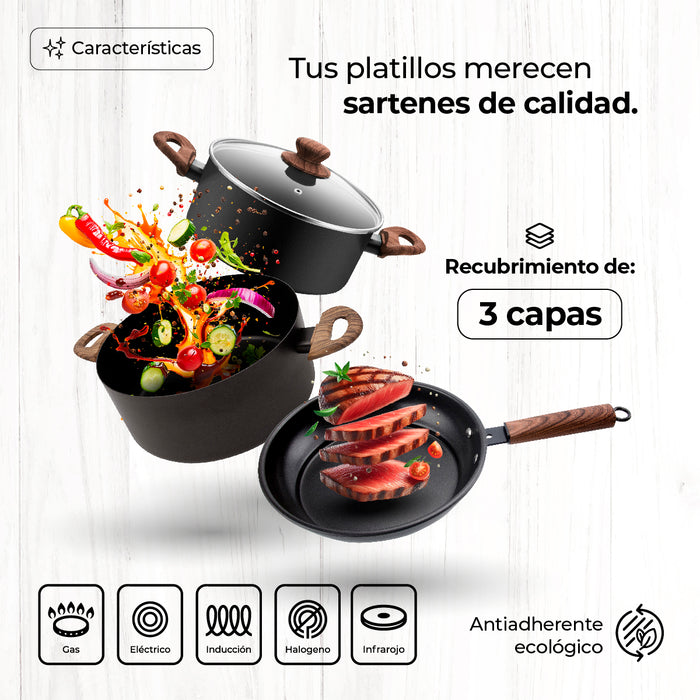 Bateria De Cocina Recubrimiendo De Carbón Antiadherente 10pz