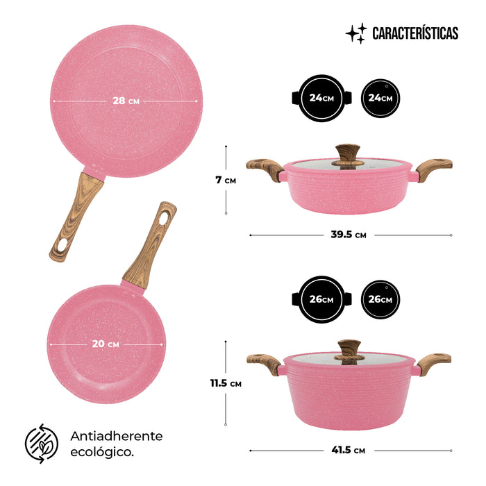 Batería De Cocina 6 Piezas Revestimiento De Mármol Lovecook