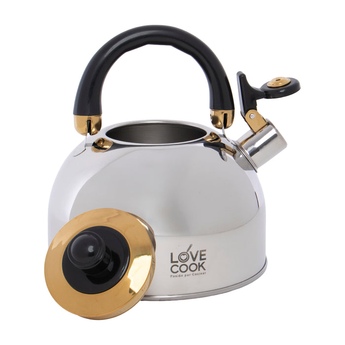 Tetera Silbadora Love Cook 2.5L Acero Inoxidable Negra