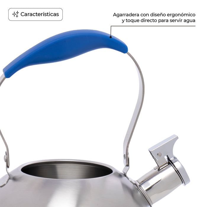 Tetera de Acero Inoxidable 3L con Asa Ergonómica Azul