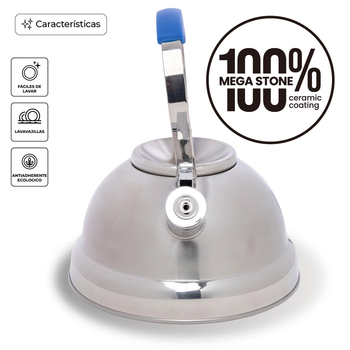 Tetera de Acero Inoxidable 3L con Asa Ergonómica Azul