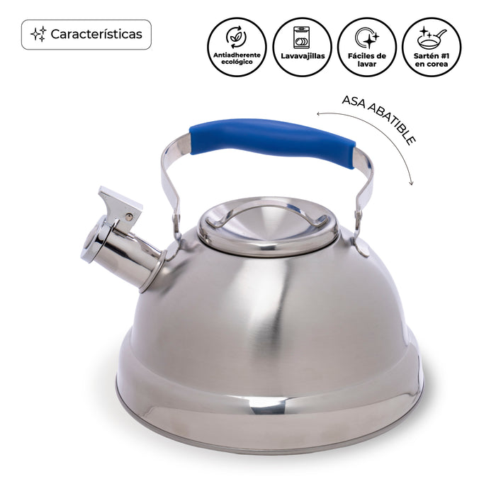 Tetera de Acero Inoxidable 3L con Asa Ergonómica Azul