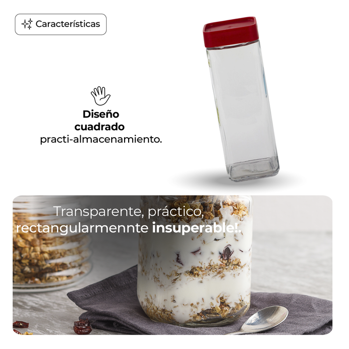 Set De 6 Contenedores Apilables De Vidrio Para Alimentos