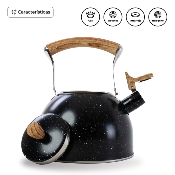 Tetera Silbadora 3L Acero Inox Mármol Mango Ergonómico