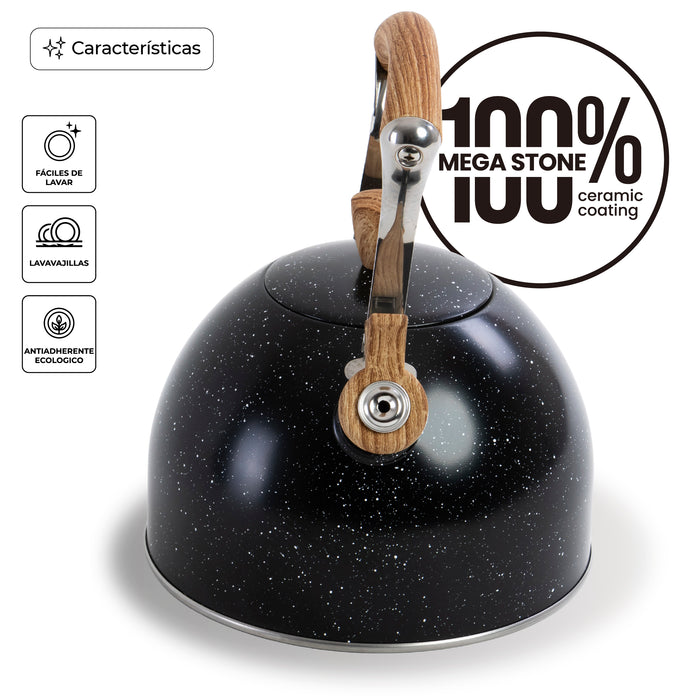 Tetera Silbadora 3L Acero Inox Mármol Mango Ergonómico