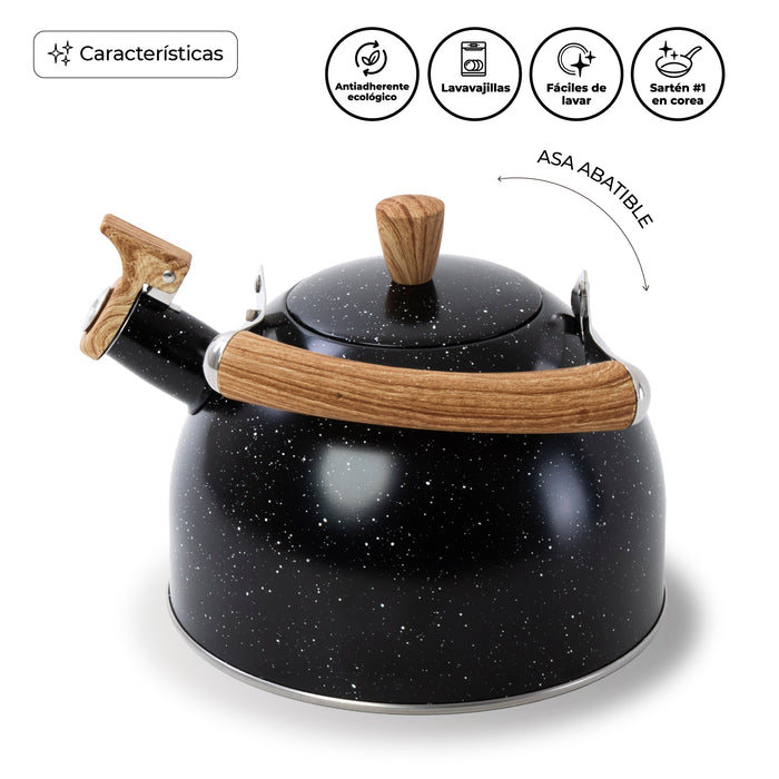 Tetera Silbadora 3L Acero Inox Mármol Mango Ergonómico