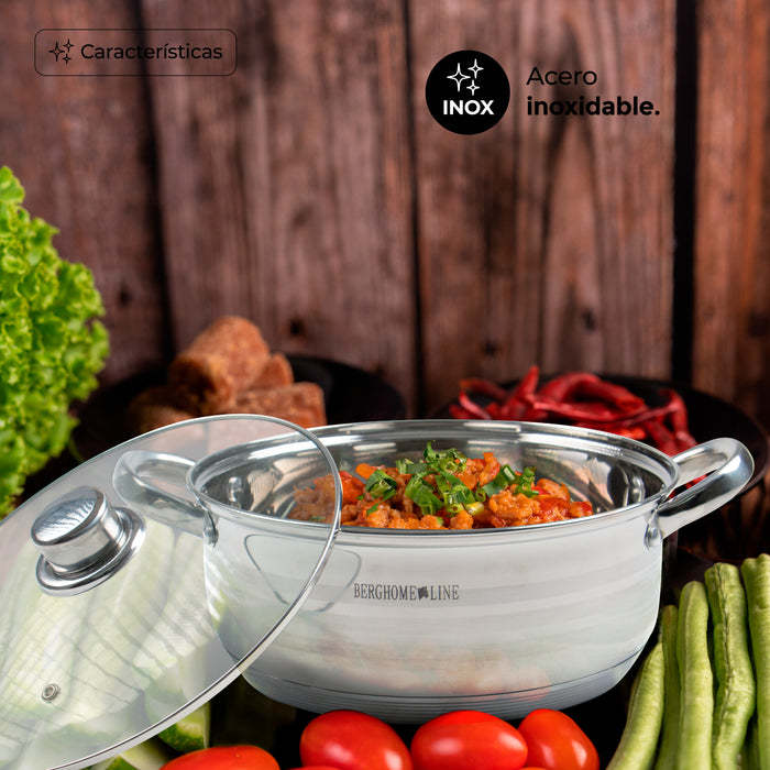 Set De 4 Cacerolas Acero Inoxidable Antiadherentes Con Tapas