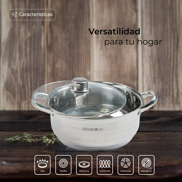 Set De 4 Cacerolas Acero Inoxidable Antiadherentes Con Tapas