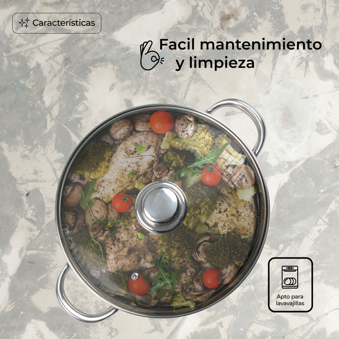 Set De 4 Cacerolas Acero Inoxidable Antiadherentes Con Tapas