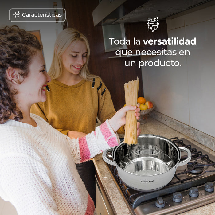 Set 3 Cacerolas de Acero Inoxidable Con Tapas