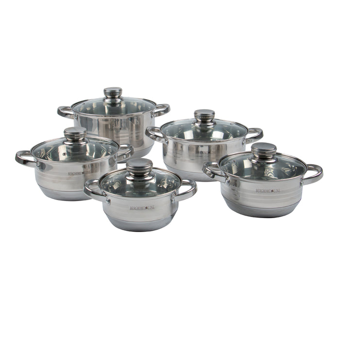 Set de 5 Cacerolas de Acero Inoxidable con Tapas