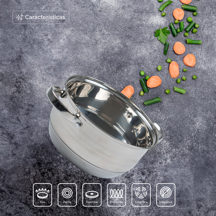Set de 5 Cacerolas de Acero Inoxidable con Tapas