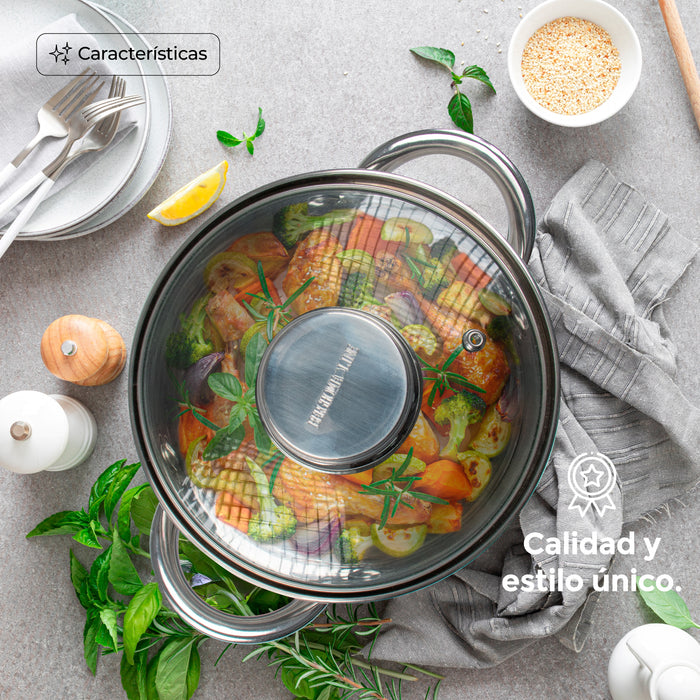 Set de 5 Cacerolas de Acero Inoxidable con Tapas