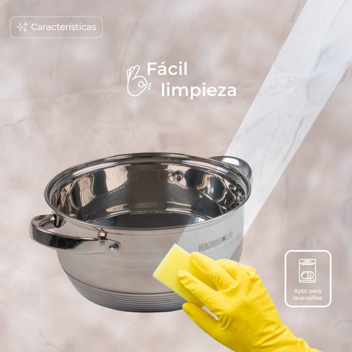 Set de 5 Cacerolas de Acero Inoxidable con Tapas