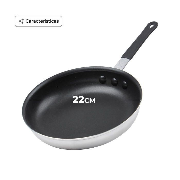Sartén Antiadherente Acero Inoxidable 22cm Negro