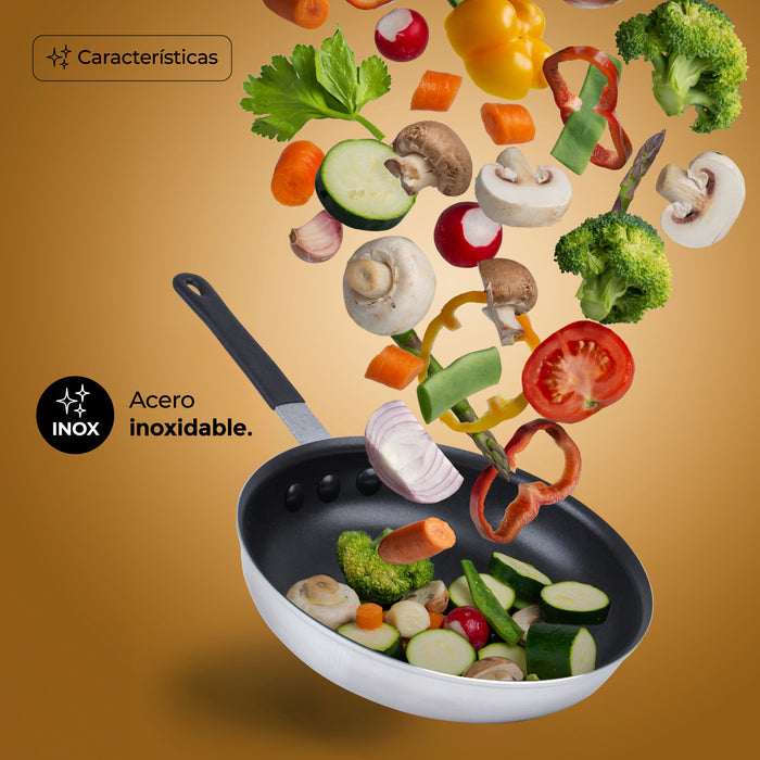 Sartén Antiadherente Acero Inoxidable 22cm Negro