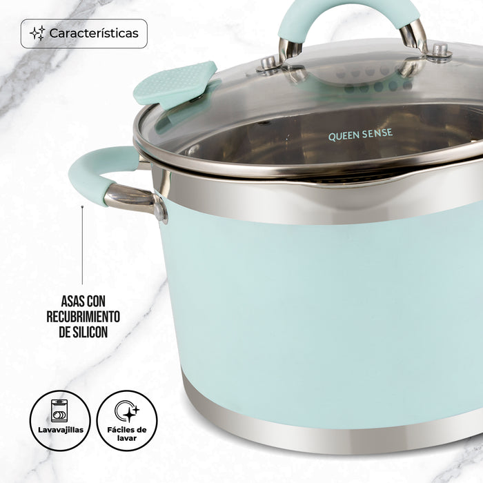 Batería De Cocina Queen Sense Menta 12pzs Acero Inoxidable