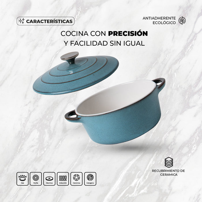 Cacerola Cerámica Azul 30cm Antiadherente Inducción