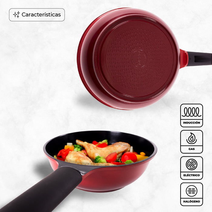 Sartén Wok Diamante Maple IH Rojo