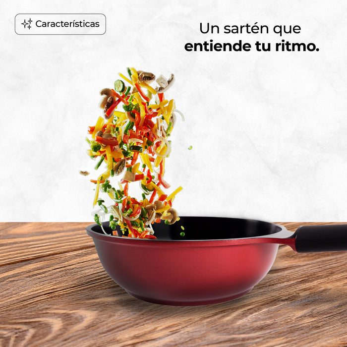 Sartén Wok Diamante Maple IH Rojo