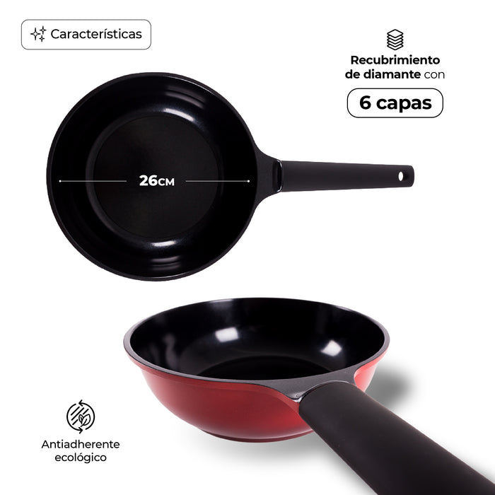 Sartén Wok Diamante Maple IH Rojo
