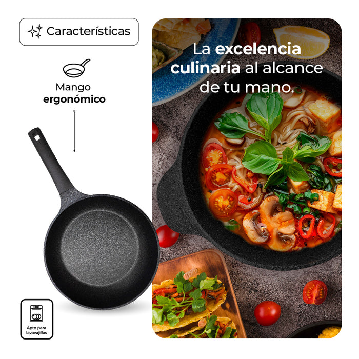 Batería De Cocina Queen Sense Marmol Basic 4 Piezas